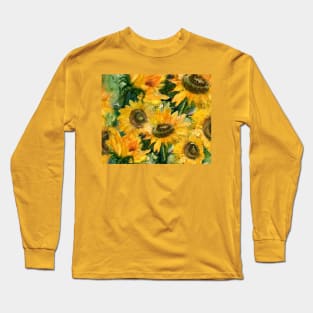 sunflower blooming Long Sleeve T-Shirt